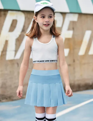 Vista 2 de Arshiner Faldas de tenis para niña con pantalones cortos, falda plisada atlética, falda pantalón de entrenamiento con bolsillos para niños de 4 a 13
