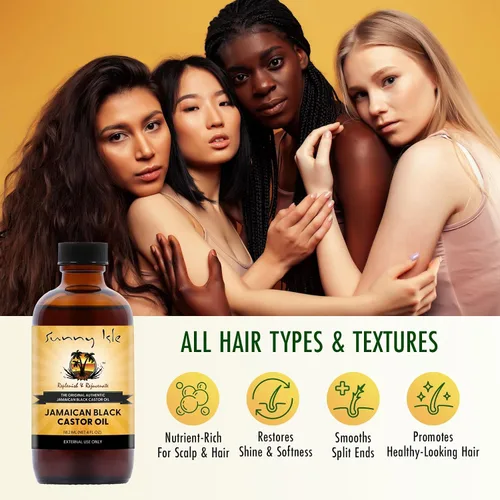 Vista 5 de Sunny Isle Aceite de ricino negro de Jamaica 4 oz 100% Natural para el cabello, el cuero cabelludo y el cuidado de la piel