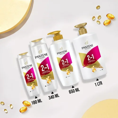 Vista 6 de Pantene Champú + acondicionador 2 en 1 anti caída del cabello, 11.5 fl oz