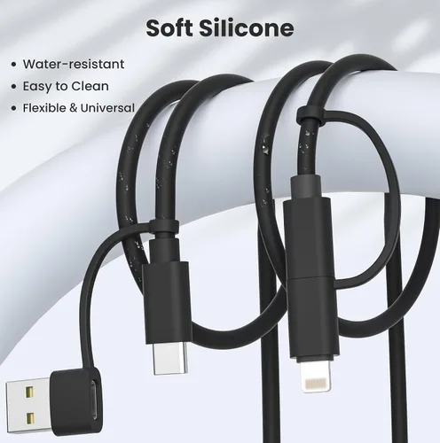 Vista 6 de Elebase Cable de carga 4 en 1 de 3.3 pies, cable de carga múltiple, cable de carga múltiple para iPhone con adaptador USB/Lightning para Apple 17 16