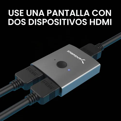 Vista 2 de SABRENT - Conmutador HDMI, conmutador HDMI 4K a 60 Hz, divisor 2 en 1 salida, compatible con HDR, 3D, Dolby, compatible con computadoras portátiles