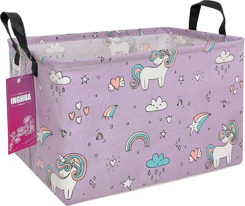 Vista 16 de Cesta de almacenamiento rectangular de tela con organizador de tela para juguetes, libros, ropa, regalos, mascotas - Perfecta para el hogar Rec