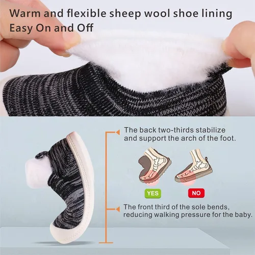 Vista 6 de SK SIX Baby-Sock Toddler-Shoes Walking-Sneakers - Boys Girls Kids Slip on Wide Warm Infant Slippers Safty House Breathable First Fashion Non-Slip