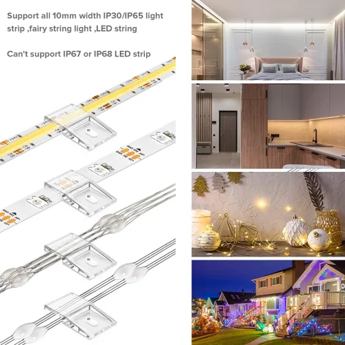 Vista 3 de TYMXGHF Clips de tira de luz transparentes, autoadhesivos con soporte de montaje de tornillos, 20 clips de fijación LED fuertes y tornillos