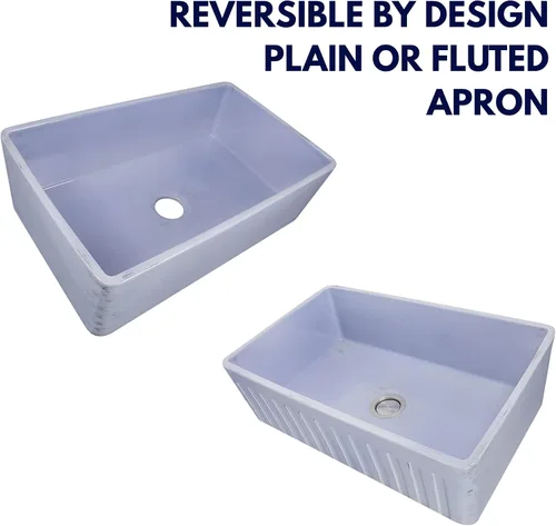 Vista 4 de Nantucket Sinks FCFS3320S-ShabbySugar - Fregadero de arcilla refractaria de 33 pulgadas