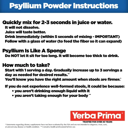Vista 2 de Yerba Prima Polvo de cáscara de psyllium de 12 onzas (paquete de 2) - Suplemento de fibra natural
