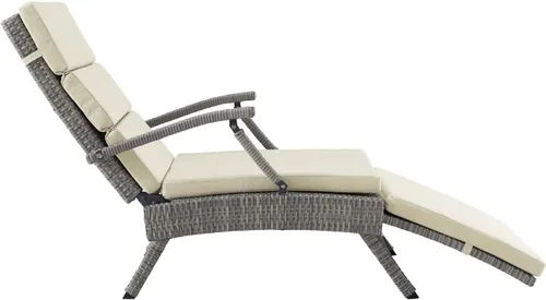 Vista 4 de Modway Envisage - Tumbona de mimbre para patio al aire libre, color gris claro y beige