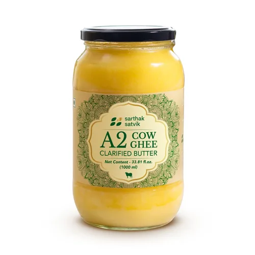 Vista 10 de Sarthak Satvik A2 Cow Ghee - Mantequilla clarificada alimentada con pasto, 16.90 onzas sin sal y original, hecha en Bilona antigua, pastoreo libre