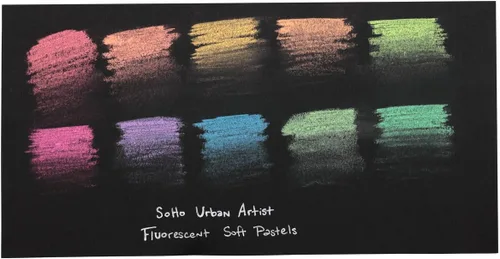 Vista 3 de Soho Urban Artist Juego de 10 colores pastel suaves fluorescentes brillantes, palitos pastel vibrantes para arte, dibujo, mezcla, capas y sombreado