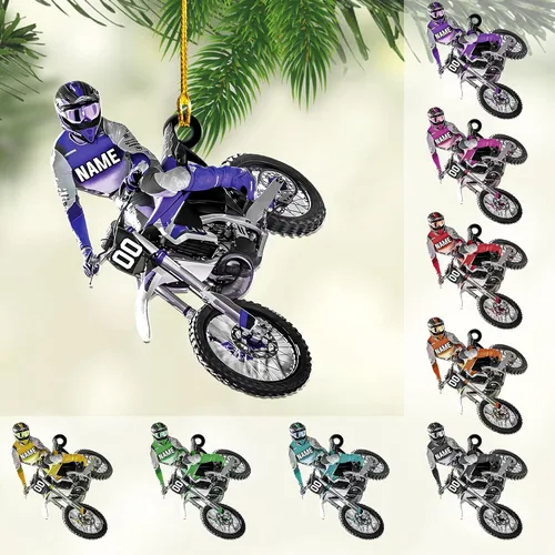 Vista 16 de Adorno personalizado de moto de motocross para hombres, adorno de motocicleta, adorno de Navidad para bicicleta, adorno de batcycle, regalo