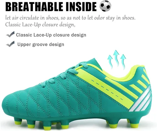 Vista 3 de brooman Zapatos deportivos de fútbol para niños y niñas, zapatos de fútbol para exteriores