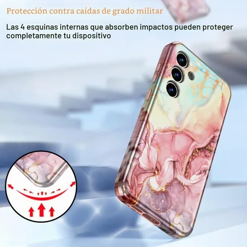 Vista 5 de Btscase para Samsung Galaxy S25, [Probado contra caídas de grado militar] Funda protectora de diseño de patrón de mármol, resistente, delgada