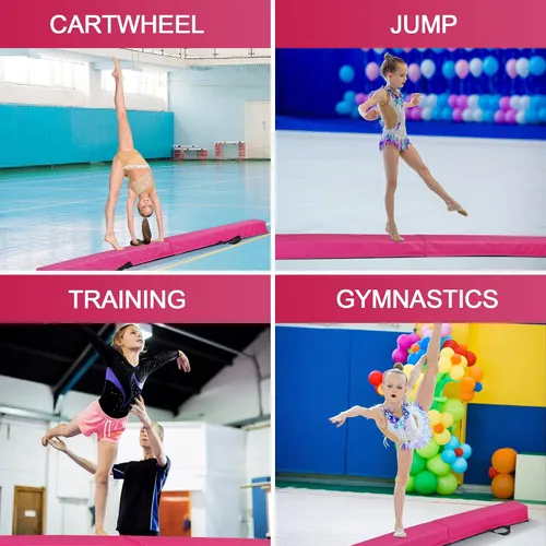 Vista 9 de Viga de equilibrio plegable de 6 pies/9 pies, viga de gimnasia extra firme con espuma antideslizante en la parte inferior, equipo para entrenamiento