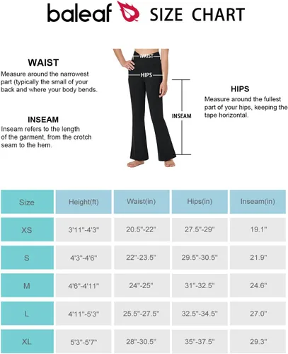 Vista 6 de BALEAF Leggings acampanados para niñas, cintura alta, corte de bota, pantalones de yoga y danza, leggings con bolsillos