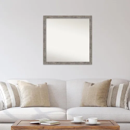 Vista 371 de Amanti Art Silver Bathroom Mirror for Over Sink, 26x35 Custom Made Marred Pewter Rectangle Vanity Mirror, Large Casual Wood Frame, Hangs Horizonally