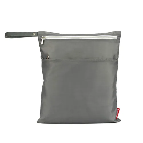 Vista 2 de 2 bolsas húmedas y secas para pañales de tela para bebé, impermeables, lavables, reutilizables, con dos bolsillos con cremallera para ropa sucia