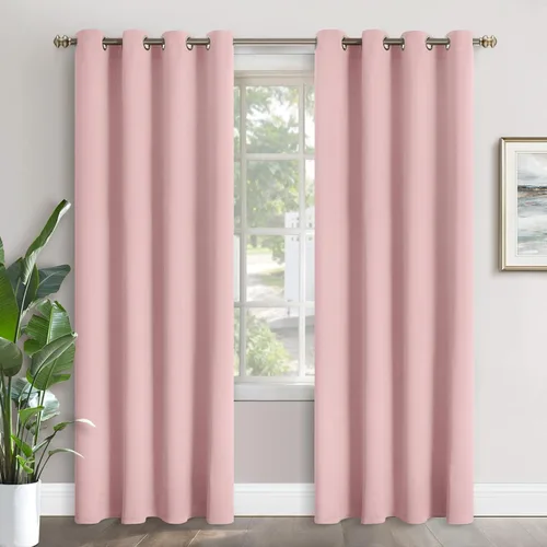 Vista 109 de YoungsTex - Cortinas blackout cortas, aislamiento térmico, ojales, oscurecen la habitación, privacidad, para cámper, sótano, cocina y baño, 2 Gris
