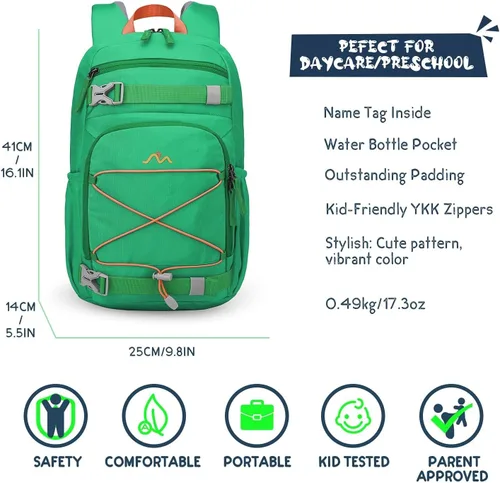 Vista 3 de Mountaintop Mochila para niños, senderismo, escuela, escuela primaria, mochilas para niños y niñas, 6459-verde-15l, M, Mochilas de viaje