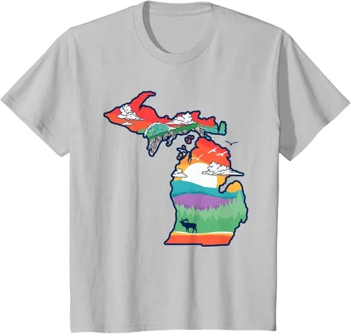 Vista 27 de Michigan Outside - Camiseta con ilustración artística