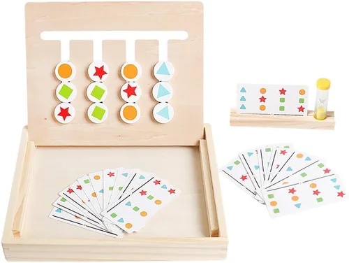 Vista 5 de Montessori - Juguetes de aprendizaje con diapositivas, rompecabezas lógicos a juego de colores y formas para niños, rompecabezas educativos