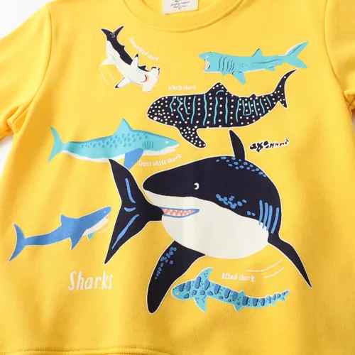 Vista 5 de Sudaderas de algodón con cuello redondo para niños pequeños, camisetas de manga larga con diseño de dinosaurio, camisetas 2-8T
