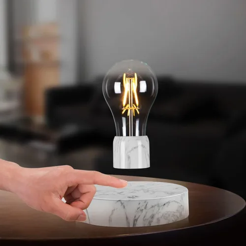 Vista 4 de Bombilla de luz magnética de levitación inalámbrica, lámpara de escritorio de luz LED de levitación, luz nocturna giratoria automática de 360
