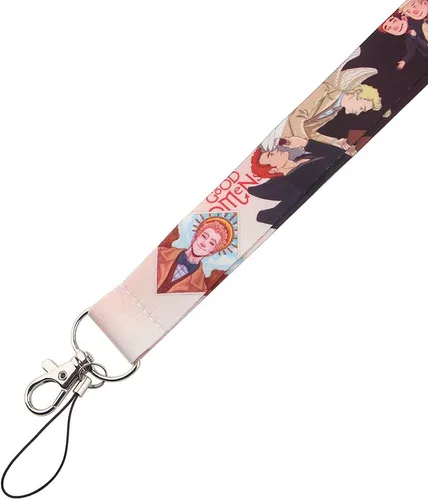 Vista 3 de Pinstant Good Omens Programa de TV Angel Demon 17.7 pulgadas con cordón para el cuello con llavero soporte para tarjeta de identificación, correa