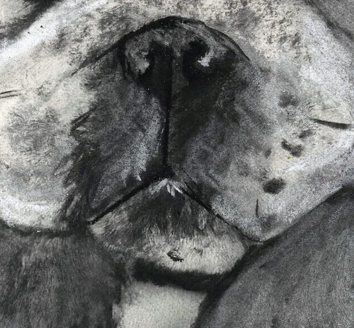 Vista 4 de Sleeping Bulldog Puppy Charcoal, Hand Signed by Artist Oscar Jetson, Dog Mom Gift, English Bulldog Owner Gift, Home Decor