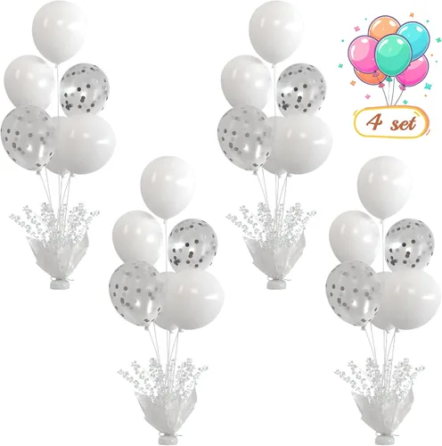 Vista 35 de 2 Juego de Globos de Mesa Negros con Spray de Aluminio para Centro de Mesa con Globos Negros y de Confeti, Kit de Soporte para Decoración de Mesa
