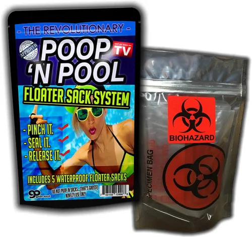 Vista 4 de Poop N Pool Floater Sack System - Bolsas de riesgo biológico - Paquete de 5 - Divertido regalo de broma de piscina - Tecnología revolucionaria