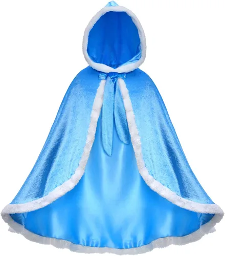 Vista 3 de Party Chili Fur Princess Hooded Cape Cloaks Costume for Girls Dress Up