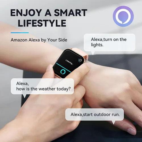 Vista 3 de Reloj inteligente para mujer, reloj de fitness (respuestahacer llamada), Alexa integrado, monitor de oxígeno en sangre de sueño de frecuencia