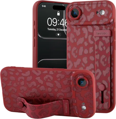 Vista 84 de OOK - Funda compatible con iPhone 11 en color vino rojo con estampado de leopardo, de TPU a prueba de golpes, cubierta delgada de silicona