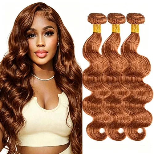 Vista 298 de P4613 Cabello humano rizado onda profunda marrón y paquetes mixtos 8 10 12 P4613 Ombre Marrón-Rubio-DP