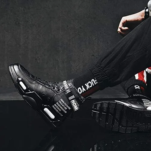 Vista 7 de Ahico - Zapatillas deportivas de moda para hombre, con parte superior alta, para caminar, estilo deportivo, zapato casual elegante para hombre
