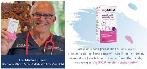 Vista 3 de VagiBiom Probioitc Suppository Práctico paquete de viaje con 2 supositorios: equilibrio de flora de microbioma. Régimen de control de olores
