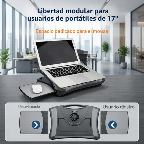Vista 3 de MAX SMART Soporte de regazo para laptop con alfombrilla de mouse adjunta, cojín y ventilador de refrigeración USB, soporte antideslizante