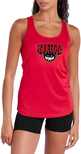 Vista 237 de Camiseta deportiva sin mangas oficial de NCAA Collegiate para mujer, con espalda cruzada, colección con logotipo primario