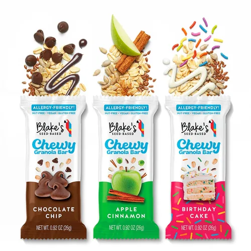 Vista 6 de Blake's Seed Based Barras de granola masticables — Manzana y canela (5 unidades), veganas, sin gluten, sin nueces y sin lácteos, aperitivos