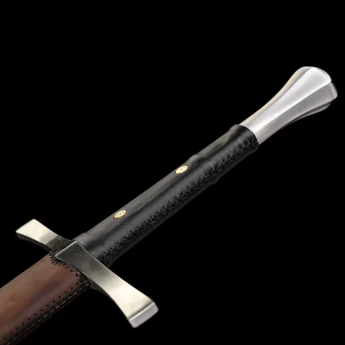 Vista 5 de Fidestisan Espada medieval hecha a mano de 46 pulgadas, hecha a mano, estilo moderno, caballero largo, espiga completa 5160, tratamiento térmico