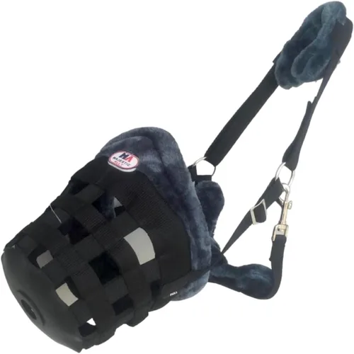 Vista 5 de Horse Grazing Muzzle Halter, Mink Fleece Padded, Multiple Sizes, Breathable (Black, Cob)
