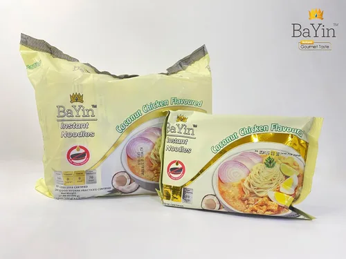 Vista 3 de Bayin - Fideos instantáneos - no fritos - secos 3.53oz (100g) (5, sabor a pollo y coco)