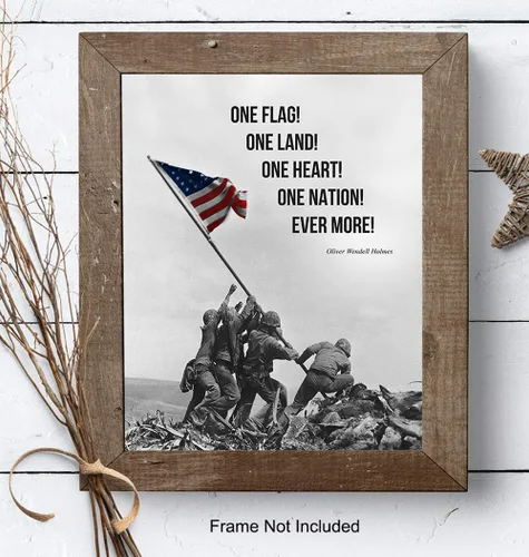 Vista 7 de Arte de pared con la bandera estadounidense, bandera marina, decoración de pared de Iwo Jima, foto del cuerpo de marina, regalos para hombres
