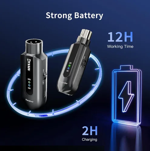 Vista 3 de Receptor transmisor de micrófono inalámbrico de 2.4 GHz, adaptador de micrófono inalámbrico, receptor transmisor XLR recargable para mezclador