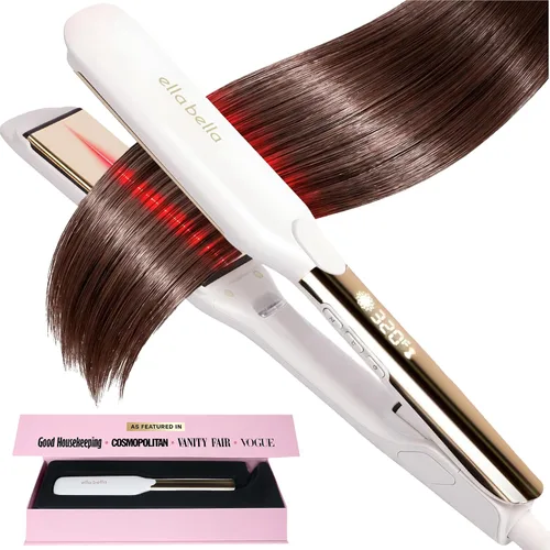 Vista 11 de ELLA BELLA® Plancha plana de titanio para alisar el cabello (con infrarrojos) • Alisador de pelo profesional • Pantalla digital para controlar