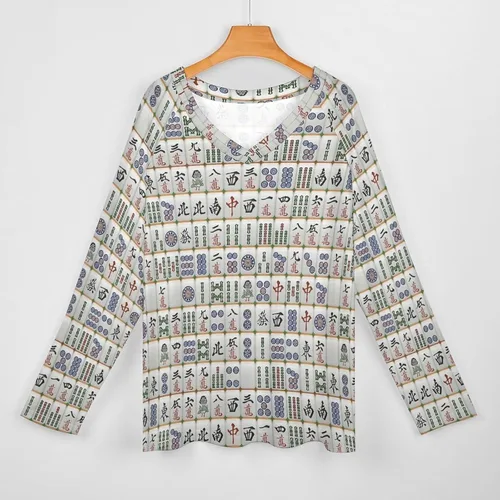 Vista 3 de Mahjong - Sudadera de manga larga con cuello en V para mujer
