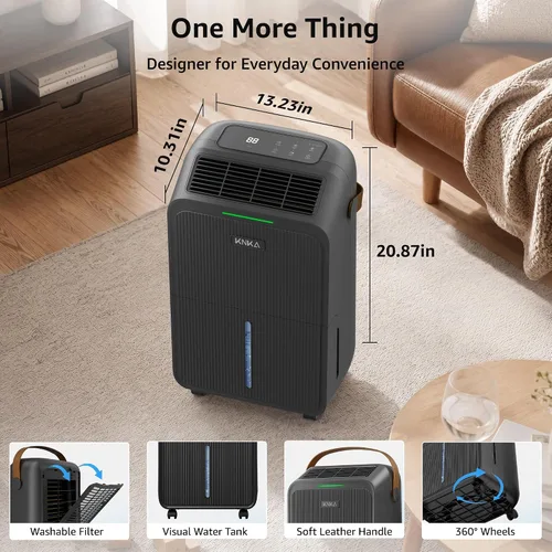 Vista 9 de KNKA 2500 Ft² Max 34 Pints Dehumidifier for Basement with Drain Hose, Black
