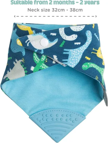 Vista 7 de Cheeky Chompers Neckerchew babero de dentición, babero estilo bandana 2 en 1 con mordedor de silicona de grado alimenticio