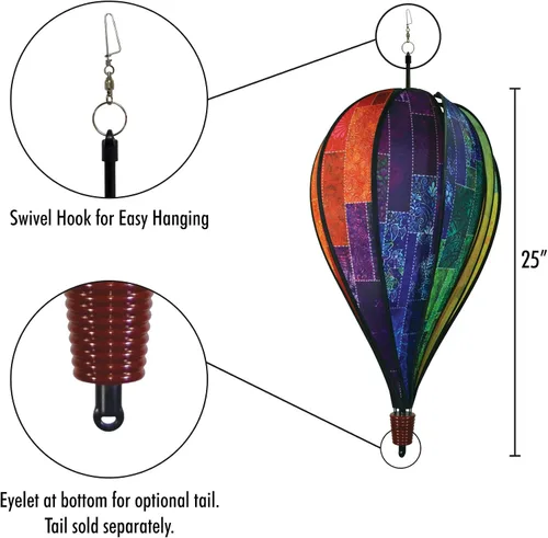 Vista 3 de In the Breeze 0995 Batik Quilt Hot Air Balloon Spinner, 10 paneles