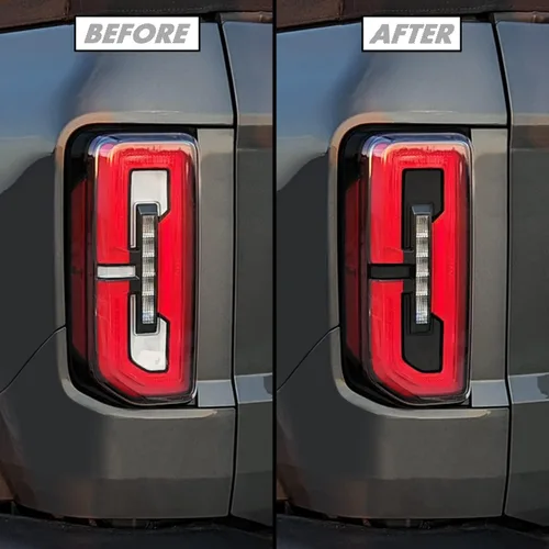 Vista 6 de SlickMod Tinte de humo de vinilo precortado para luz trasera Ford Bronco 2021-2023 (20% humo oscuro, 1. luz trasera)